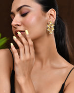 Thumbnail for VOJ Gold Polished Floral Designer Earrings