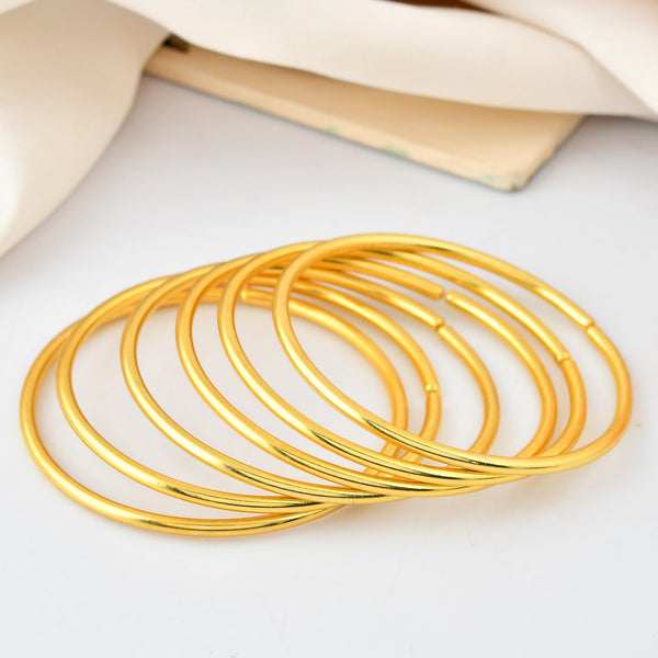VOJ Set of 6, Gold Polished Anti Tarnish Bangles
