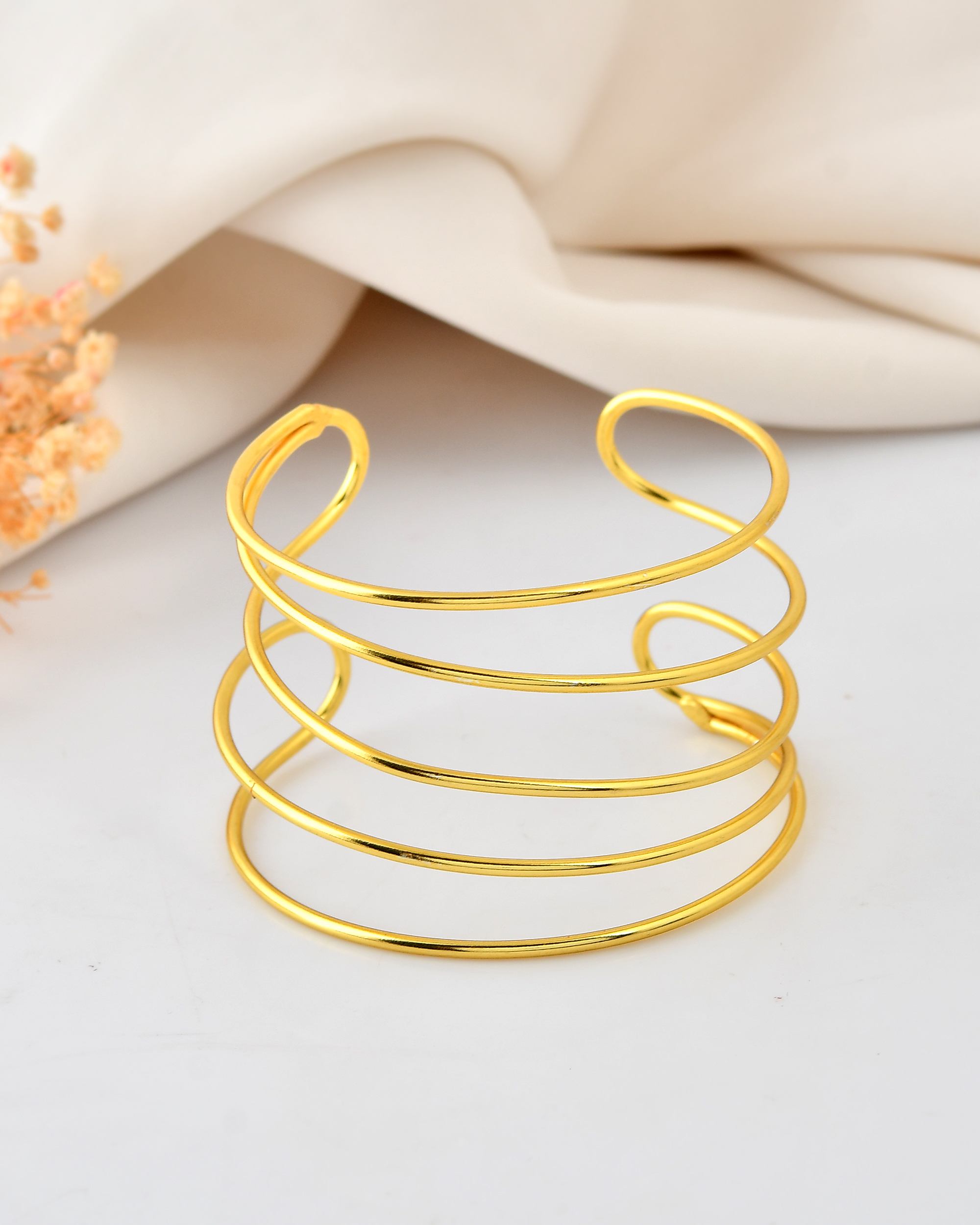 VOJ Gold Polished Elegant Anti Tarnish Multi Layer Bracelet