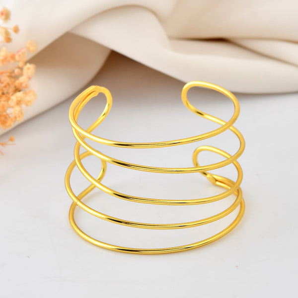 VOJ Gold Polished Elegant Anti Tarnish Multi Layer Bracelet