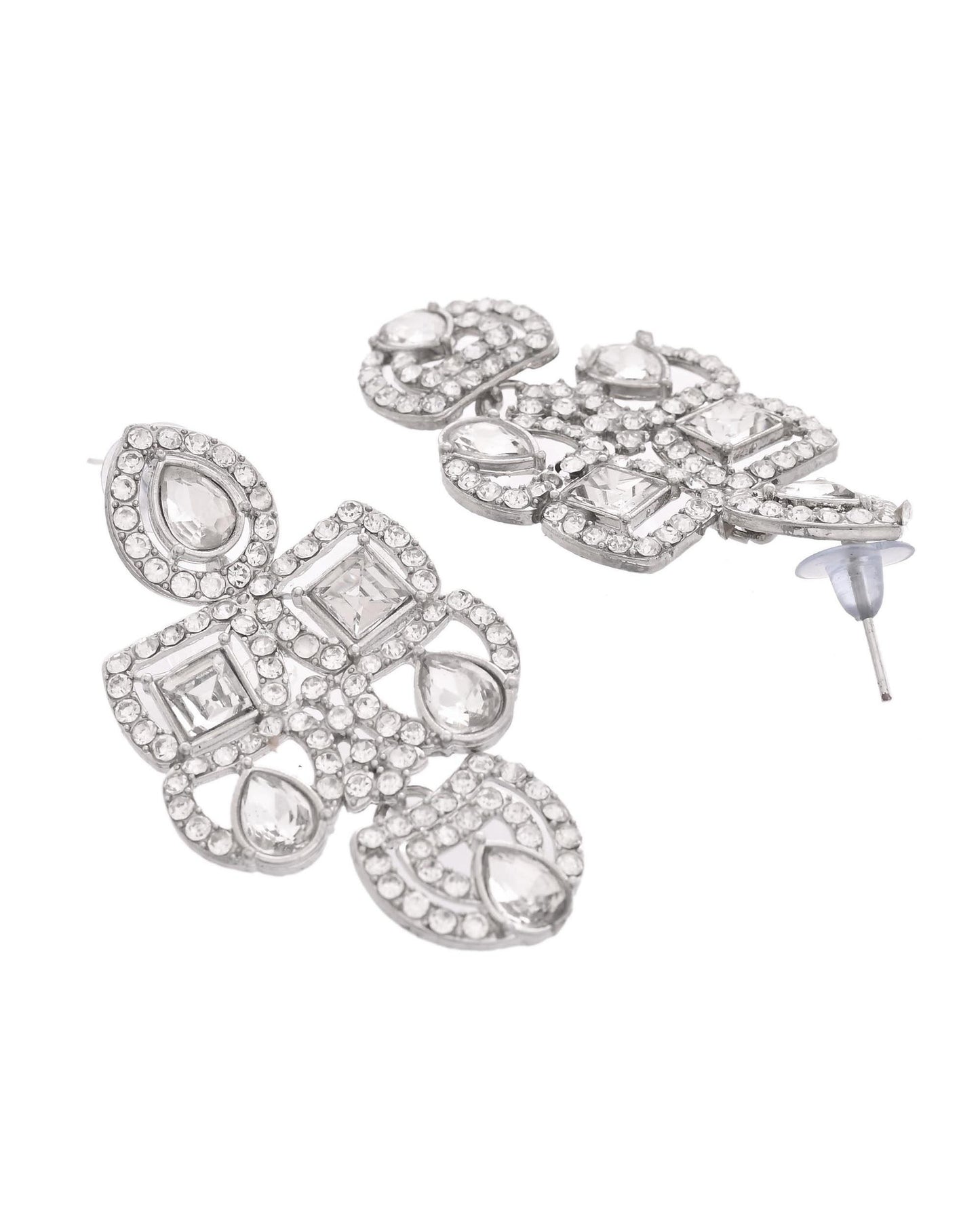 VOJ Silver - Plated American Diamond Studded Jewellery Set - Distacart
