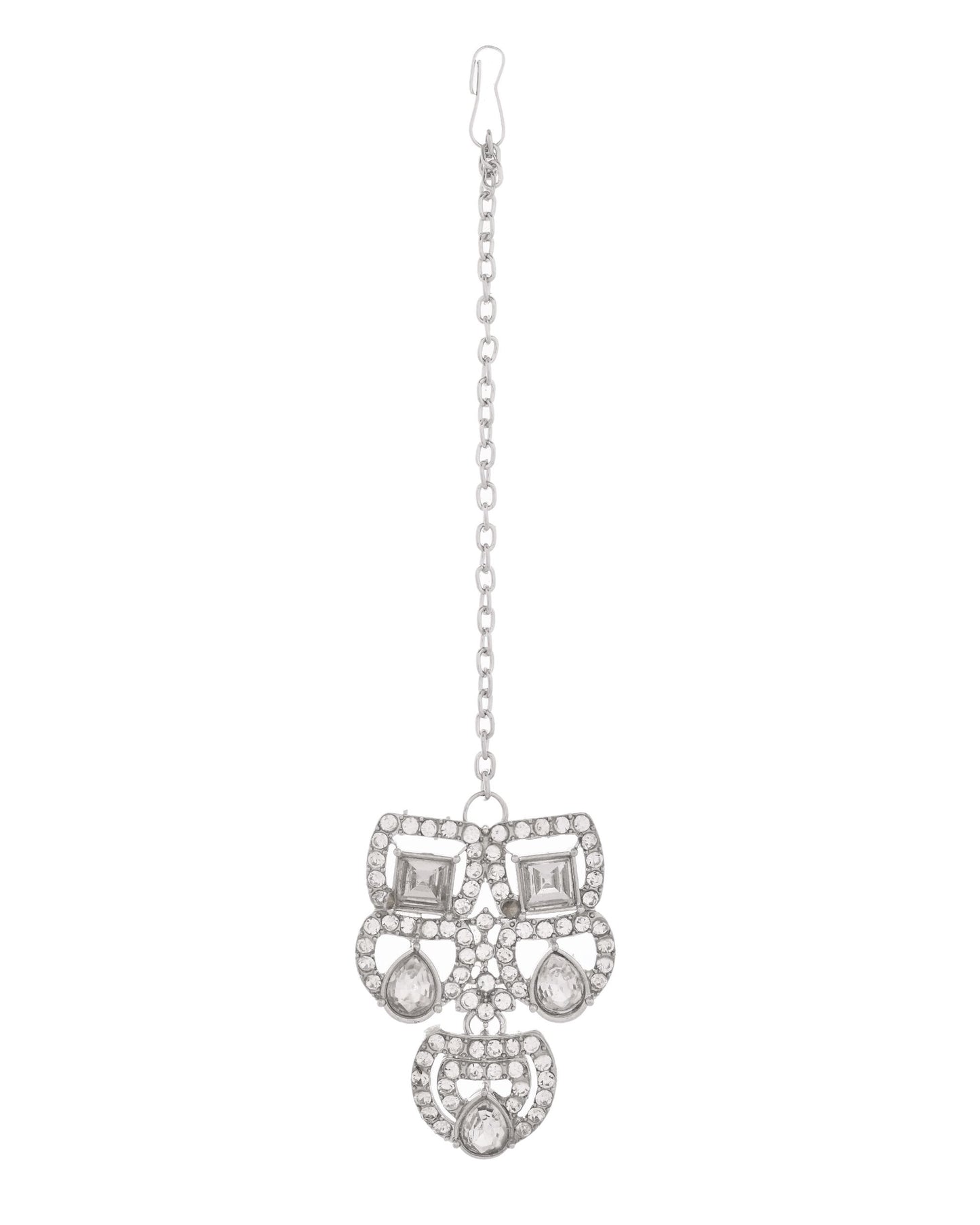 VOJ Silver - Plated American Diamond Studded Jewellery Set - Distacart