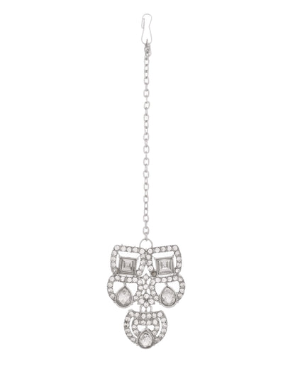 VOJ Silver - Plated American Diamond Studded Jewellery Set - Distacart