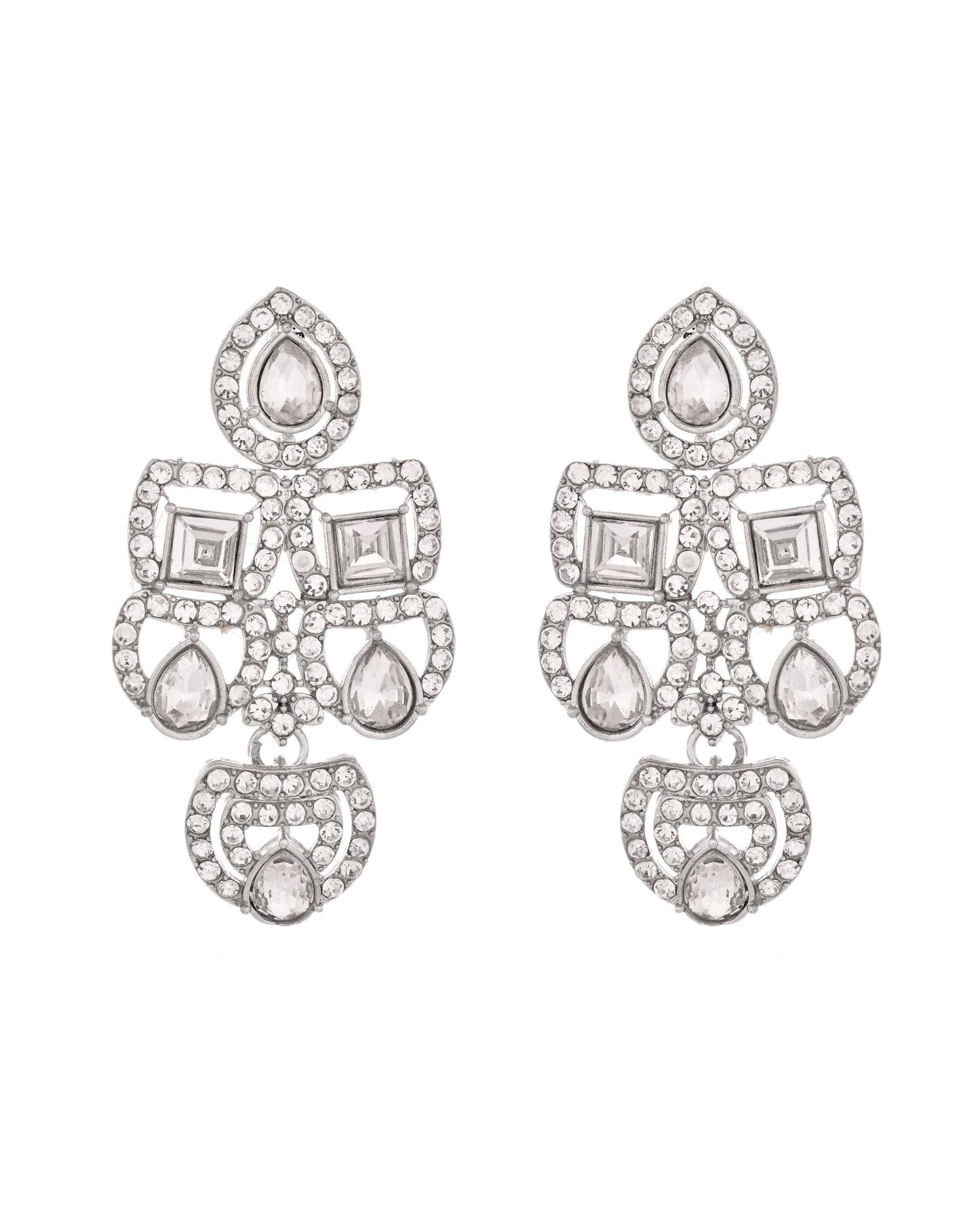 VOJ Silver - Plated American Diamond Studded Jewellery Set - Distacart