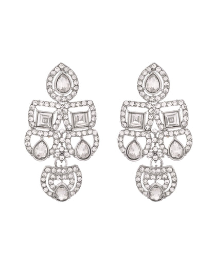 VOJ Silver - Plated American Diamond Studded Jewellery Set - Distacart