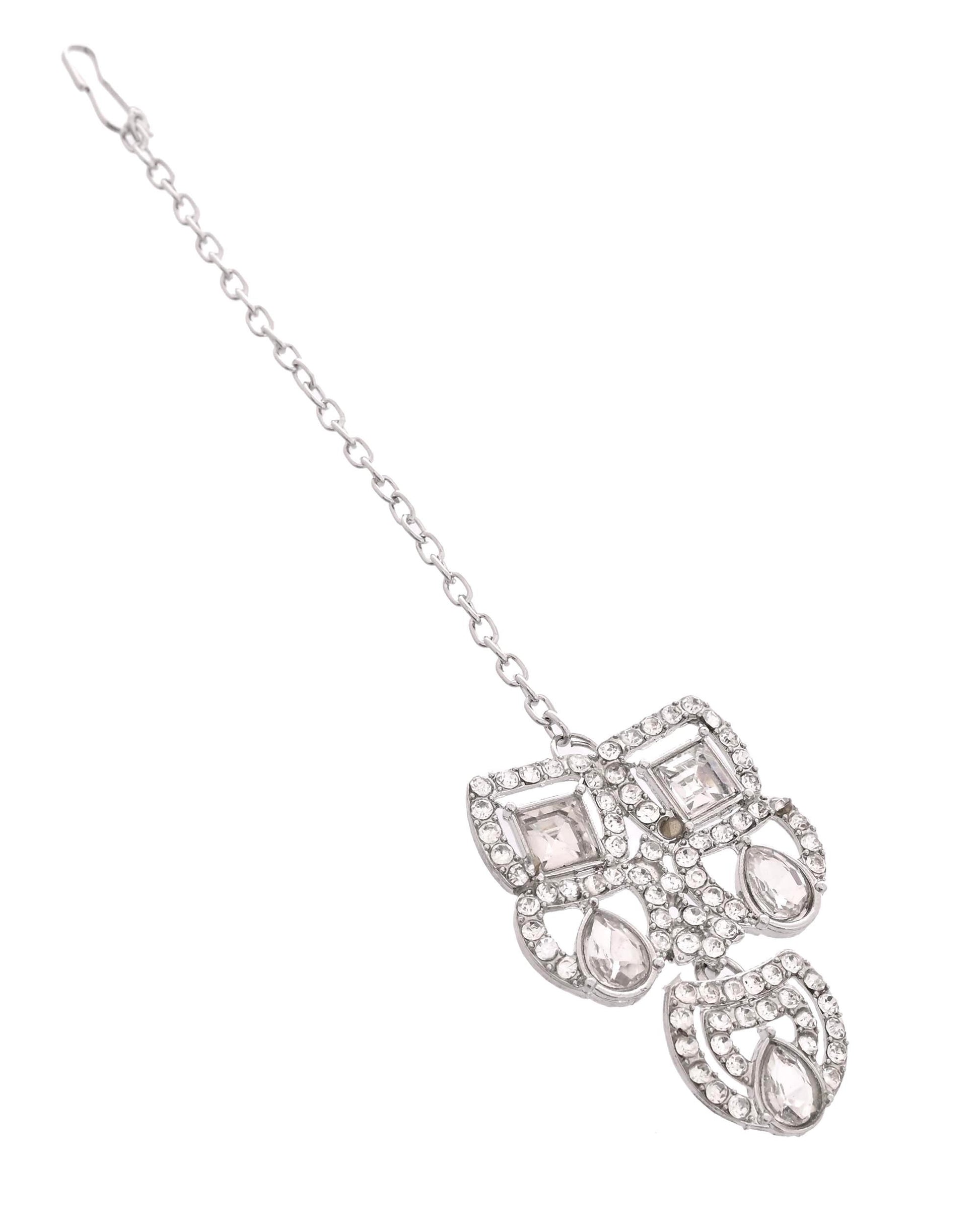VOJ Silver - Plated American Diamond Studded Jewellery Set - Distacart