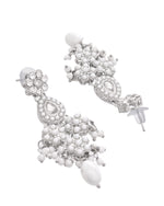 Thumbnail for VOJ Silver-Plated CZ Stone And Pearl Necklace With Earrings And Maang Tikka Set