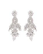 Thumbnail for VOJ Silver-Plated CZ Stone And Pearl Necklace With Earrings And Maang Tikka Set