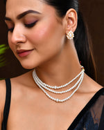 Thumbnail for VOJ Gold Polished Artifical Pearl Mutli Layer Necklace And Earrings Set
