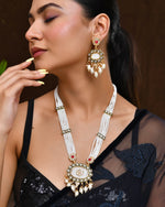 Thumbnail for VOJ Gold Toned Artificial Beads Studded Long Necklace And Earrings Set