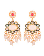 Thumbnail for VOJ Gold Toned Artificial Beads Studded Long Necklace And Earrings Set