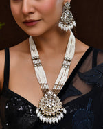 Thumbnail for VOJ Copper-Toned Artifical Stone Studded Circular Long Necklace And Earrings Set