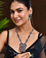 Thumbnail for VOJ Oxidized Silver-Plated Stone-Studded Beaded Long Jewellery Set