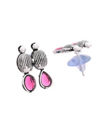 Thumbnail for VOJ Oxidized Silver Toned Green And Pink Stone Studded Jewellery Set