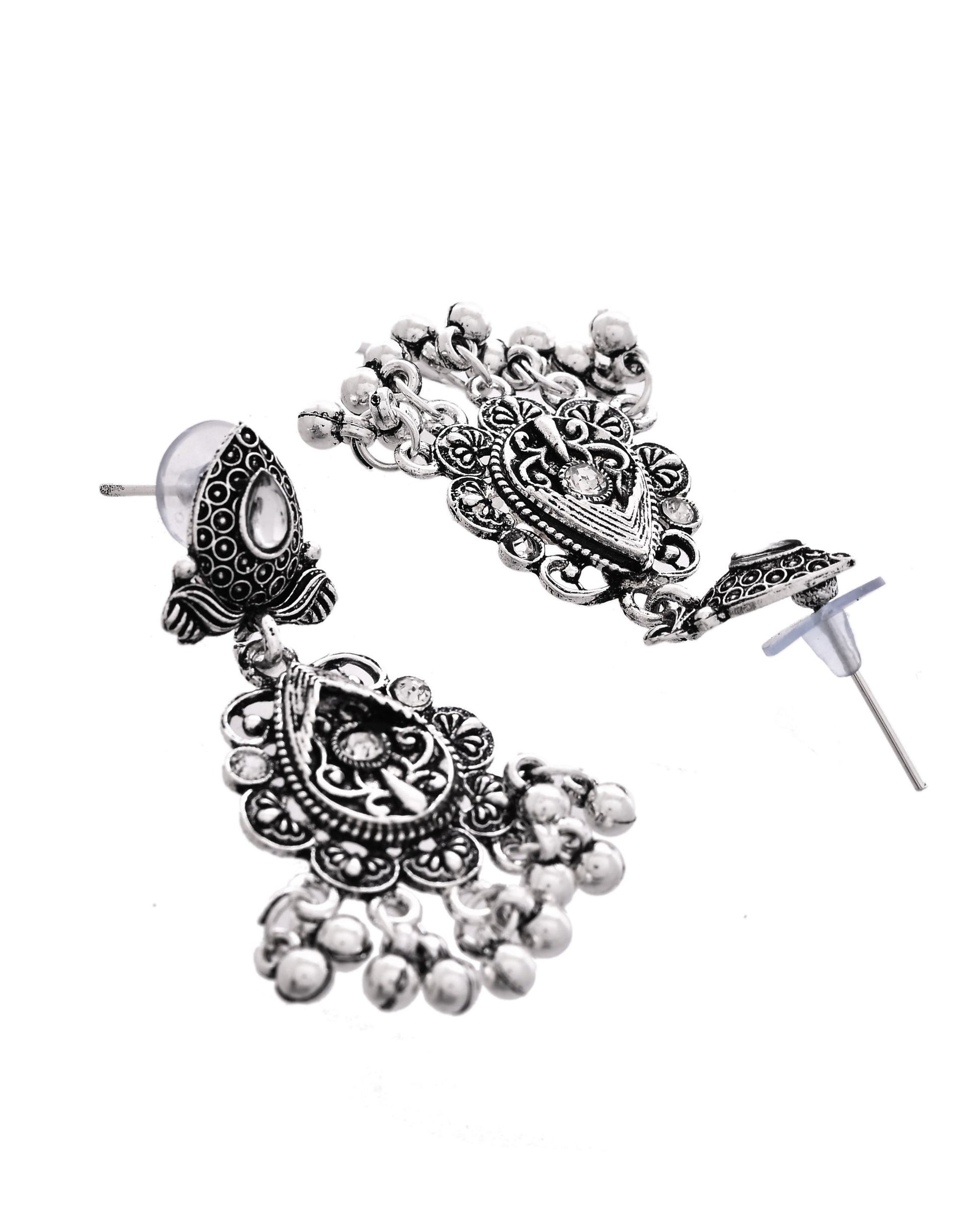 VOJ Oxidized Silver-Plated Artificial Beaded Long Jewellery Set - Distacart