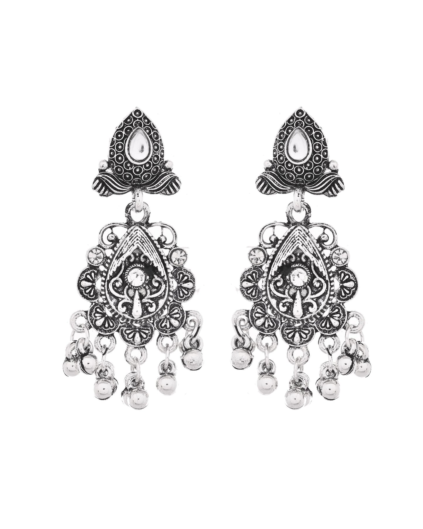 VOJ Oxidized Silver-Plated Artificial Beaded Long Jewellery Set - Distacart