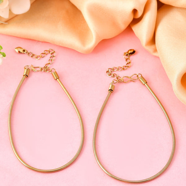 VOJ Set of 2 Copper Plated Snake Chain Anklet
