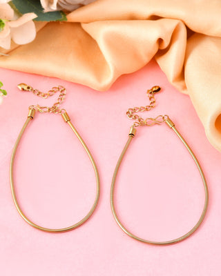 VOJ Set of 2 Copper Plated Snake Chain Anklet