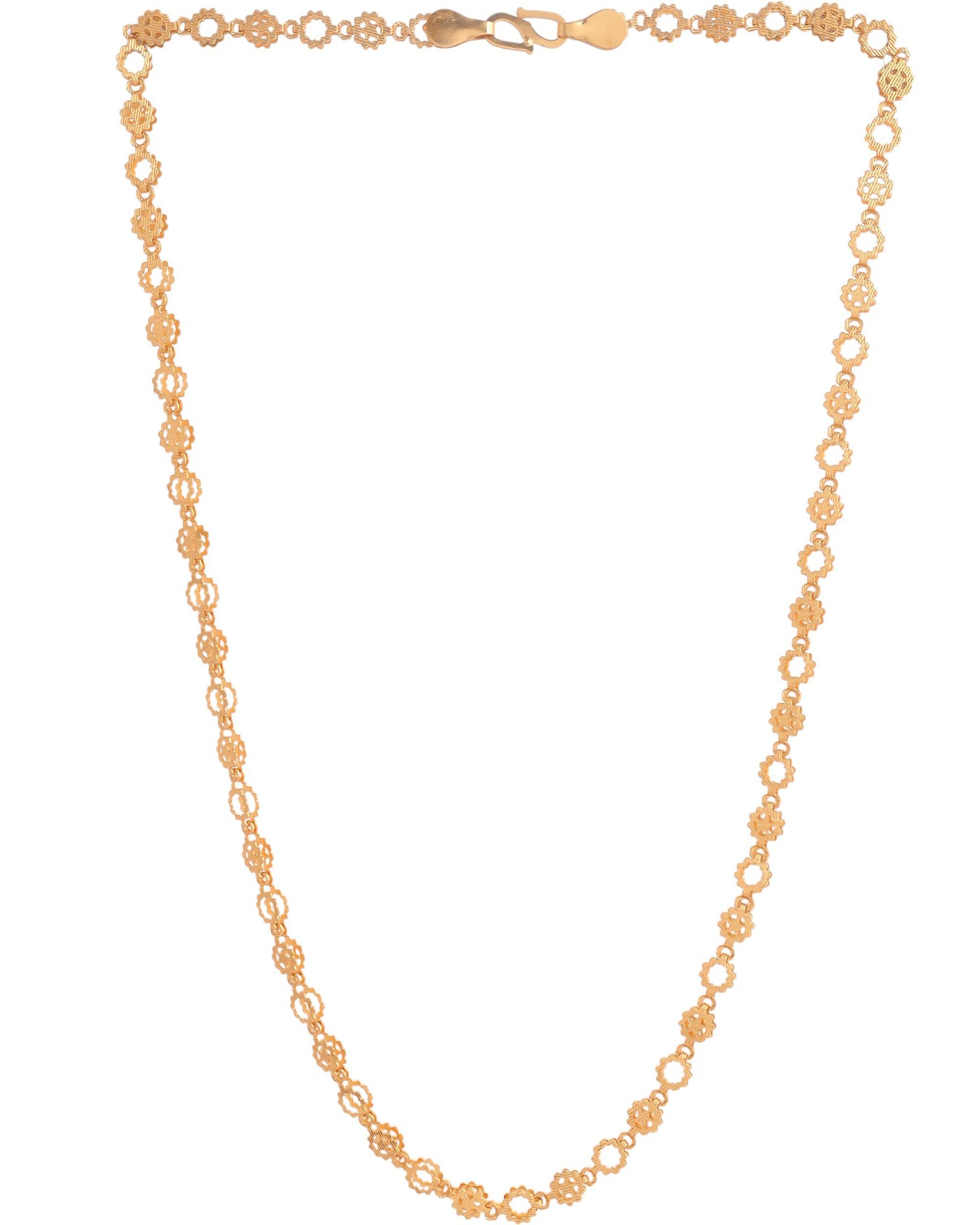 VOJ Gold Polished Geometric Shaped Stainless Steel Chain For Women