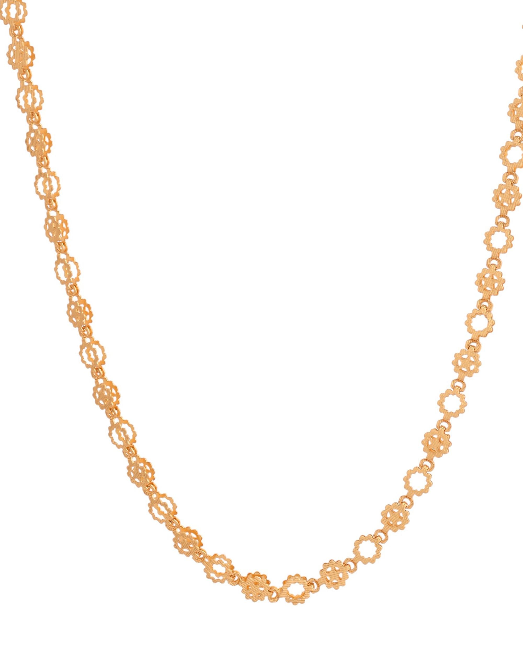 VOJ Gold Polished Geometric Shaped Stainless Steel Chain For Women