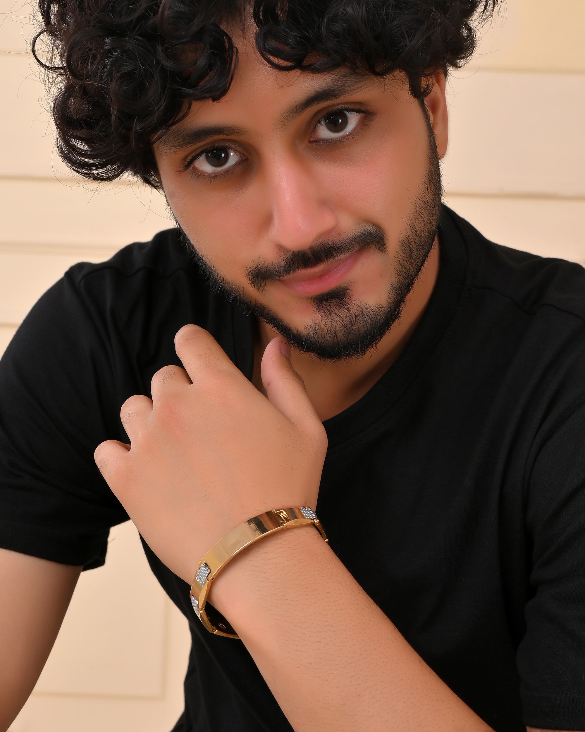 VOJ Men's Dual Toned Grid Bracelet