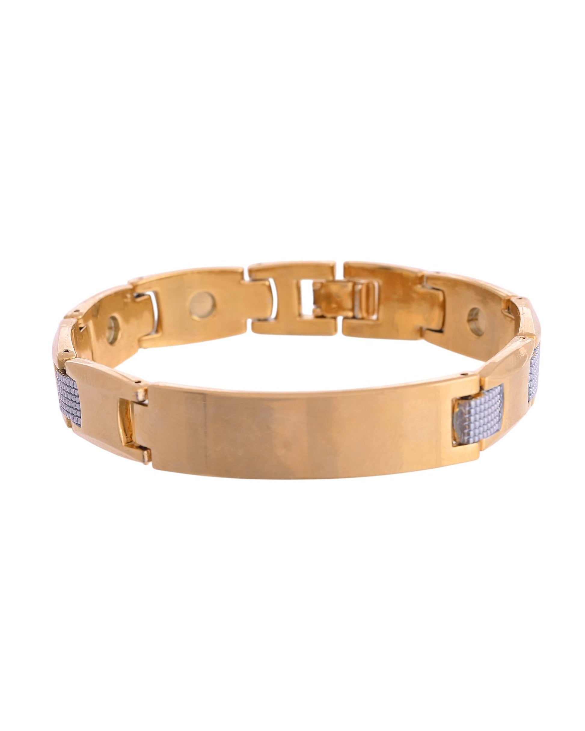 VOJ Men's Dual Toned Grid Bracelet - Distacart