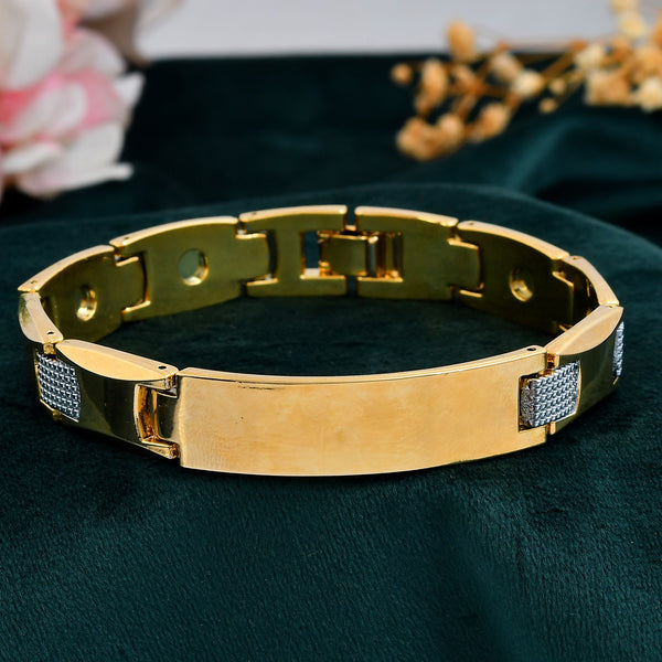 VOJ Men's Dual Toned Grid Bracelet - Distacart