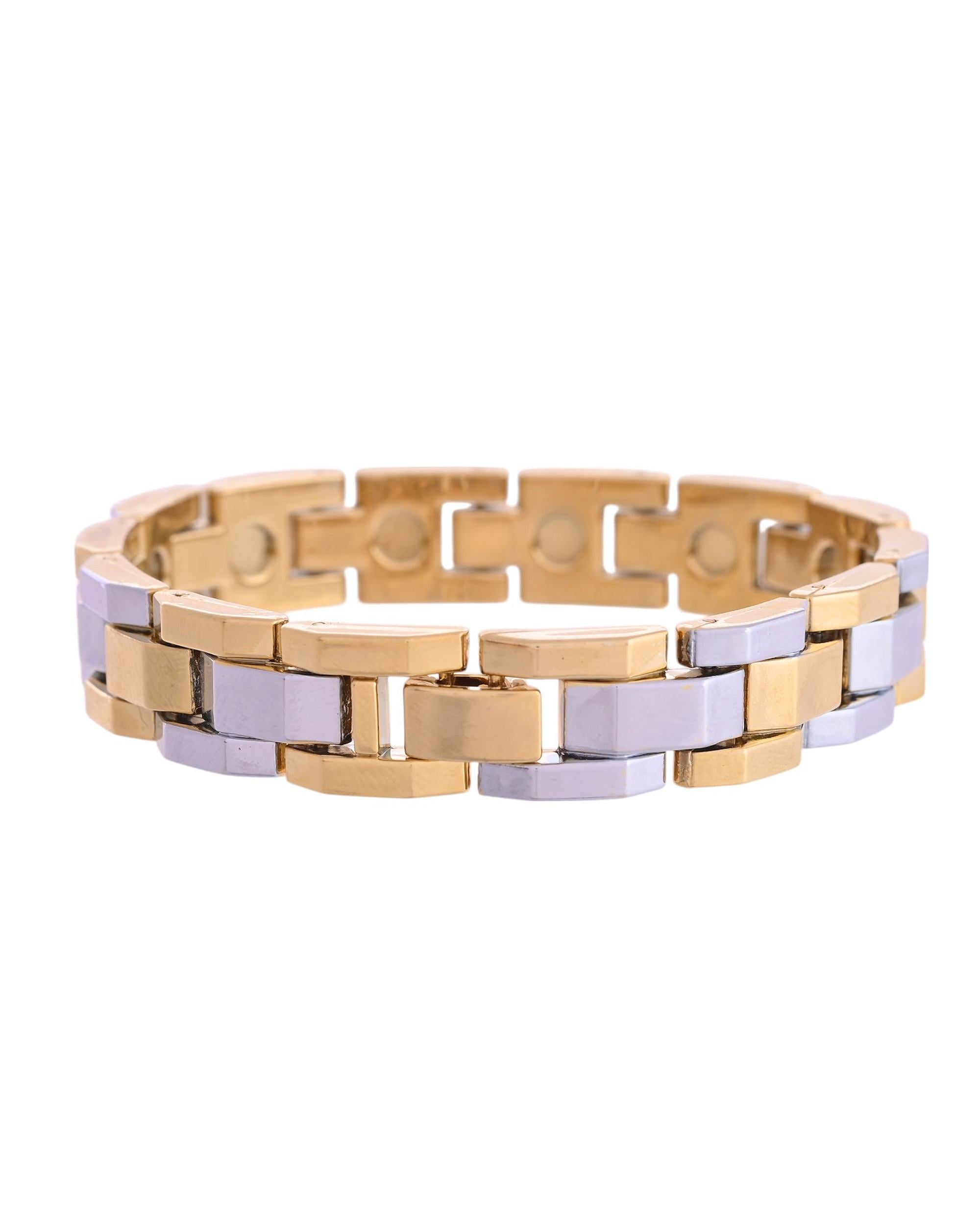 VOJ Magnetic Gold Stainless Steel Dual Color Bracelet For Men