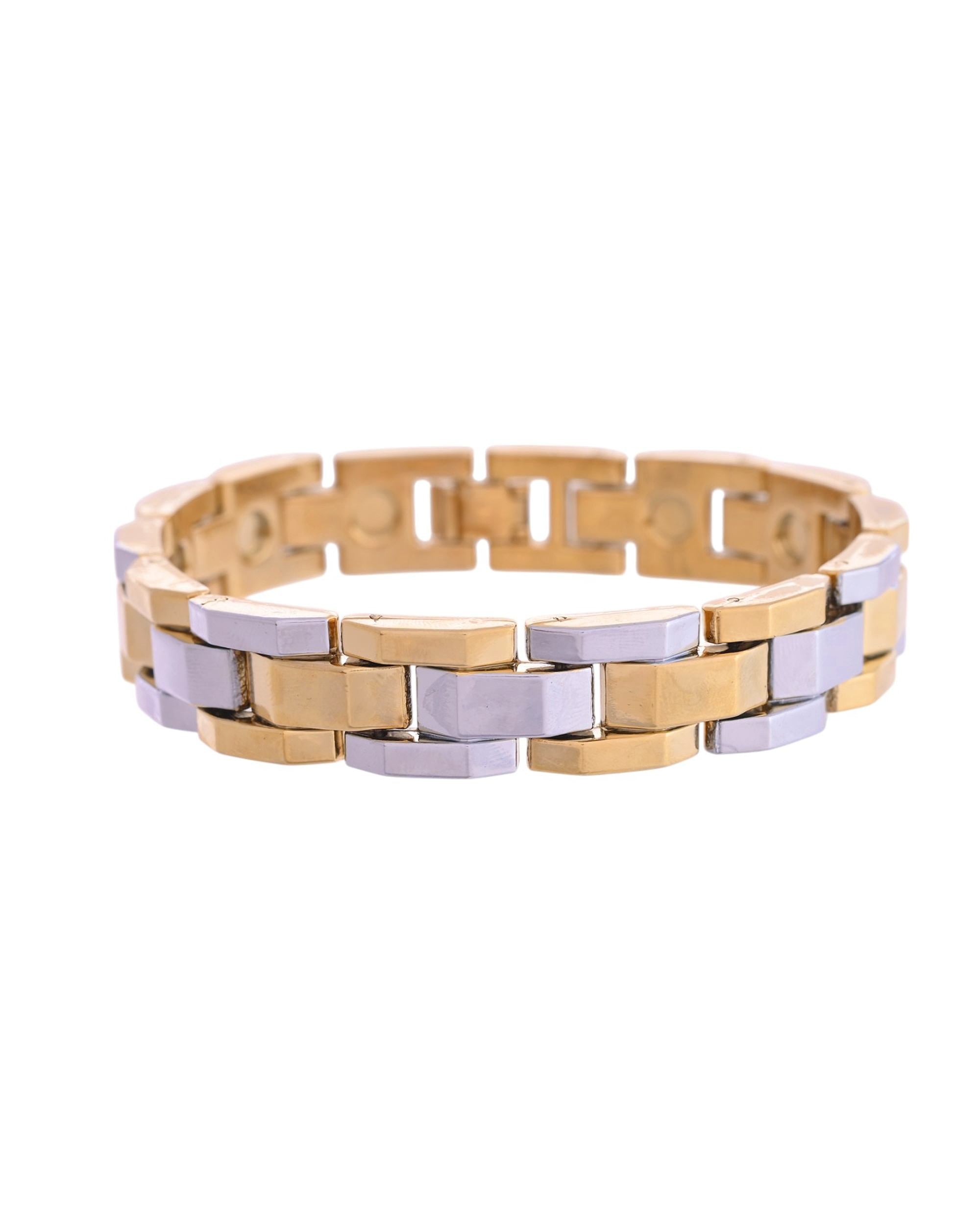VOJ Magnetic Gold Stainless Steel Dual Color Bracelet For Men