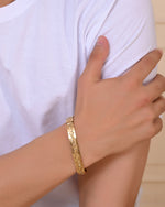 Thumbnail for VOJ Gold Polished Textured Men's Bracelet