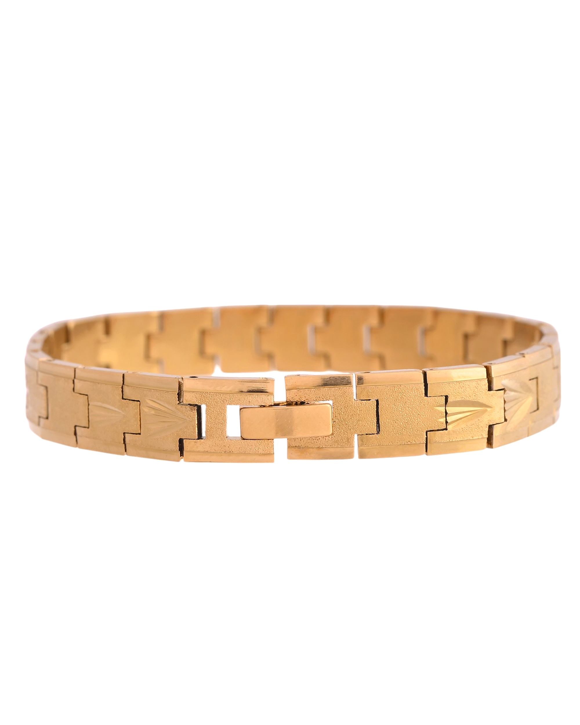 VOJ Textured Gold Polished Men's Bracelet