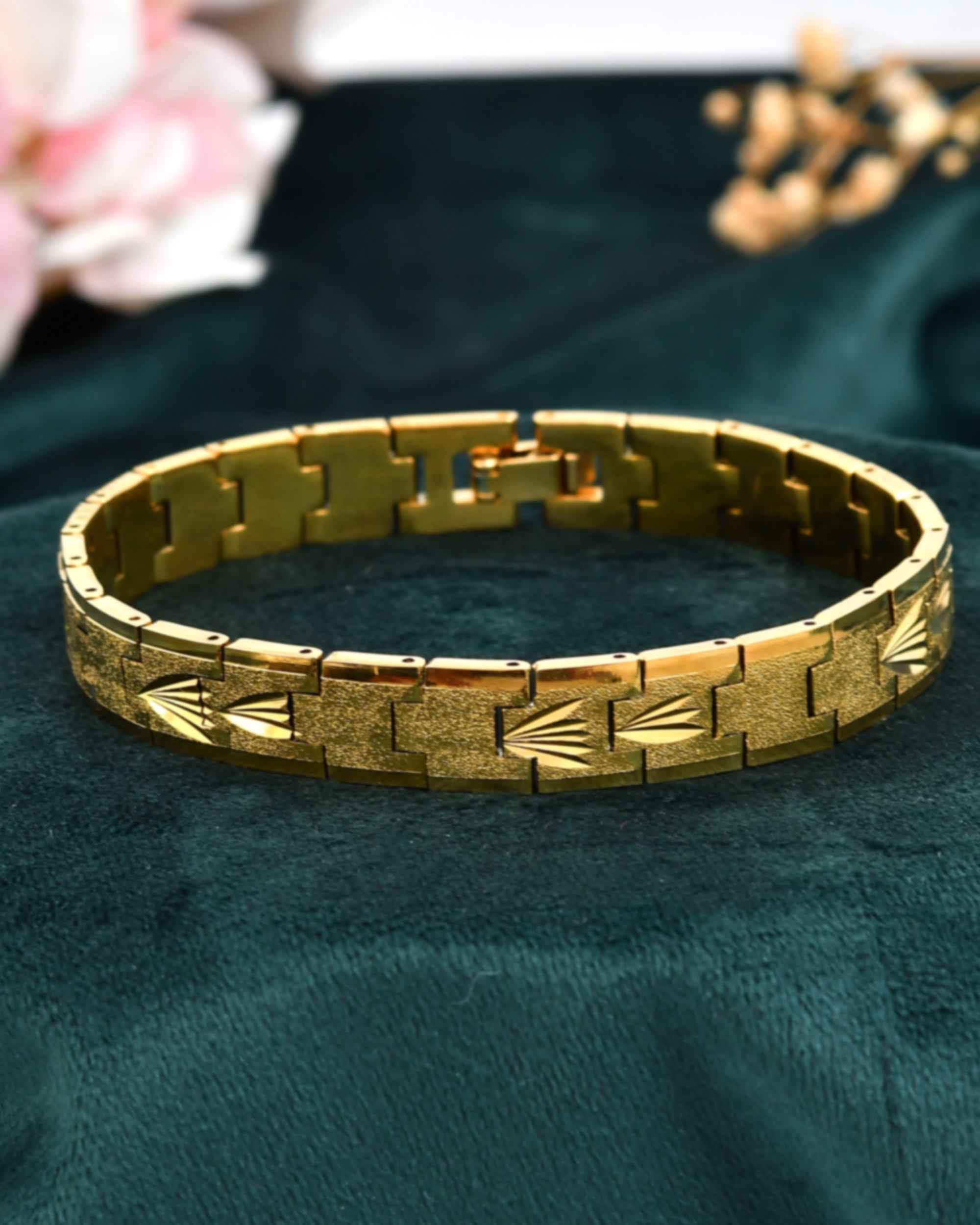 VOJ Textured Gold Polished Men's Bracelet