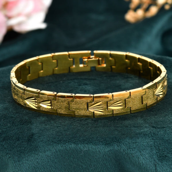 VOJ Textured Gold Polished Men's Bracelet
