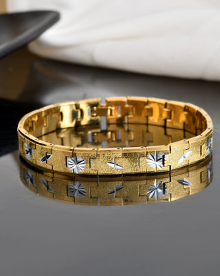 VOJ Gold And Silver Polished Textured Bracelet For Men