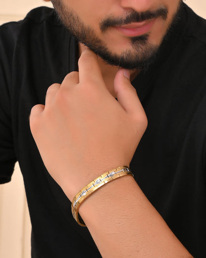 VOJ Textured Double Toned Men's Bracelet - Distacart