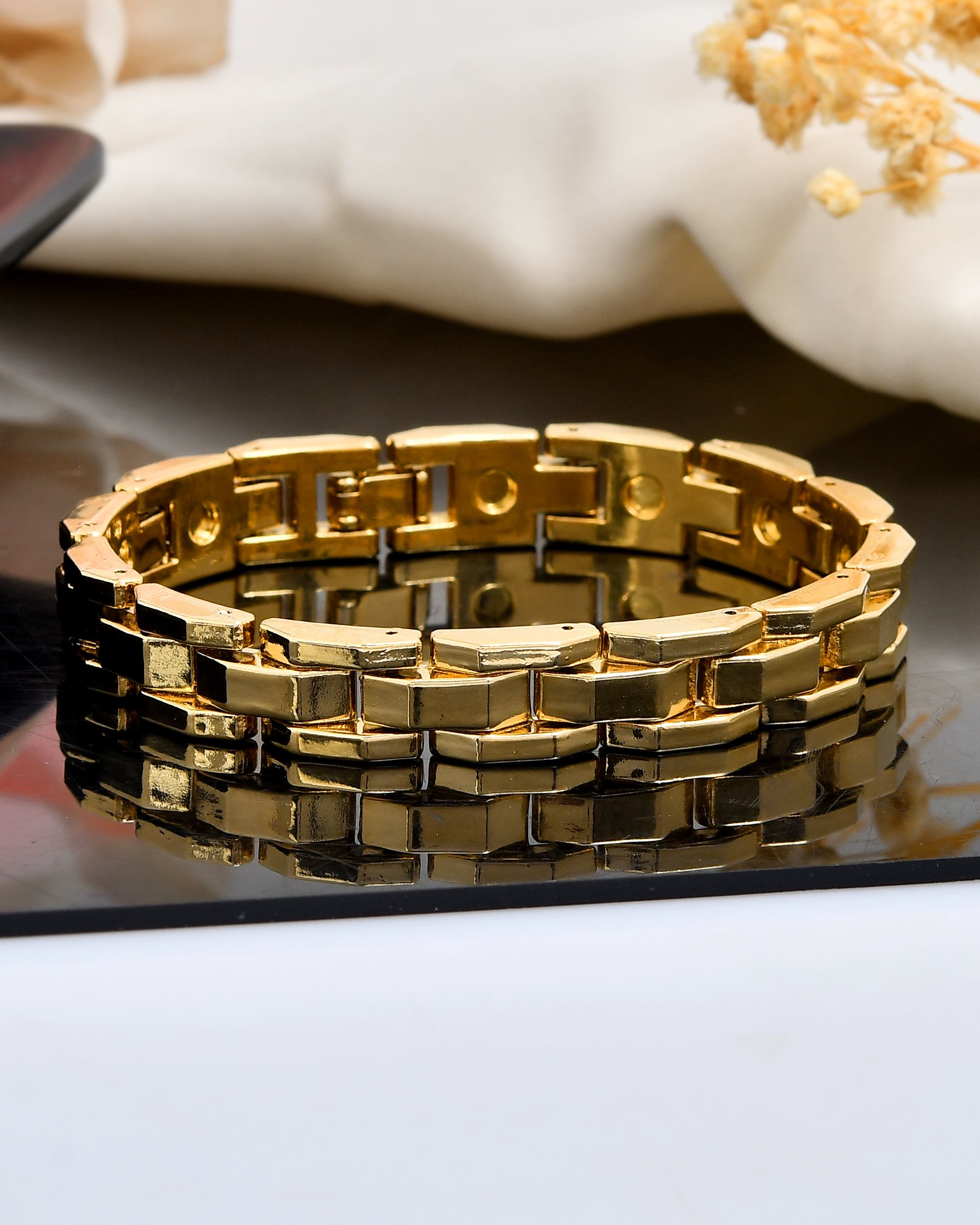 VOJ Golden Link Tungsten Magnetic Bracelet for Men