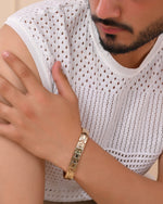 Thumbnail for VOJ Men's Gold Polished Stainless Steel Link Bracelet