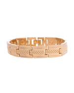 Thumbnail for VOJ Men Gold-Toned Stainless Steel Grid Pattern Chain Bracelet