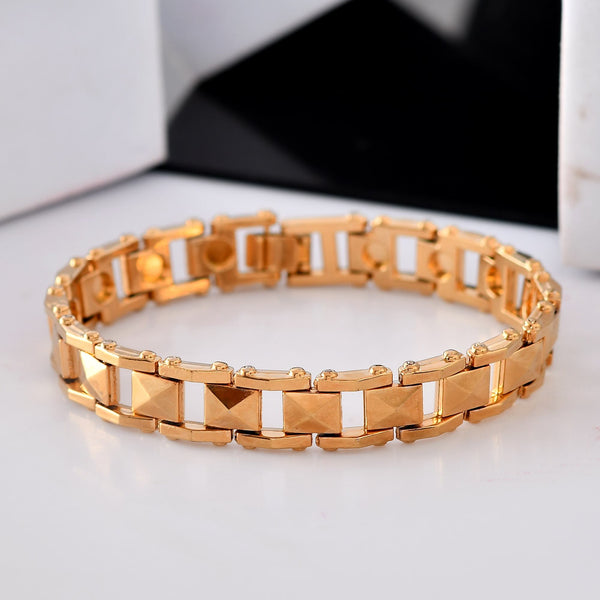 VOJ Geometric Design Gold Polished Bracelet