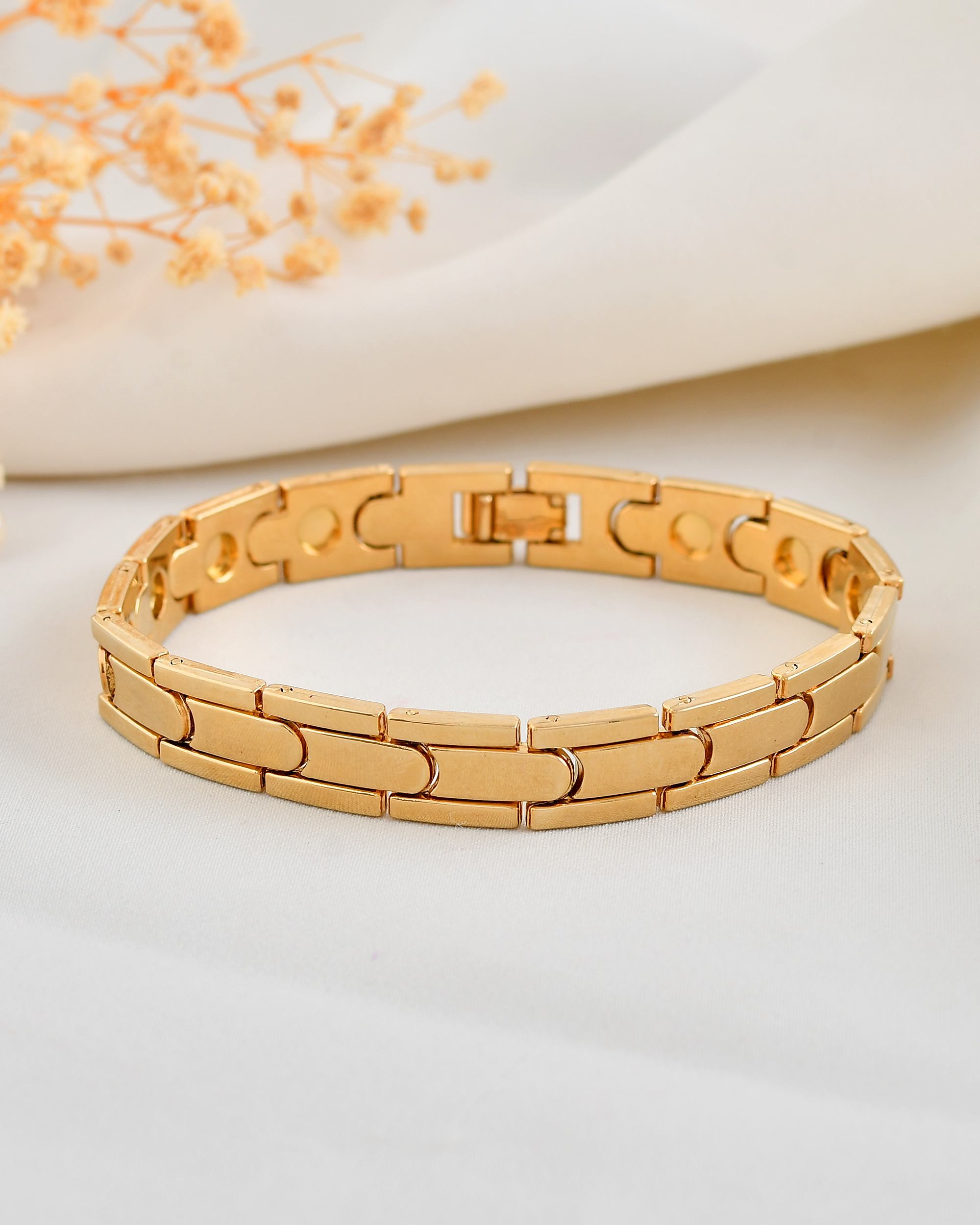 VOJ Classic Gold-Toned Stainless Steel Power Element Bracelet