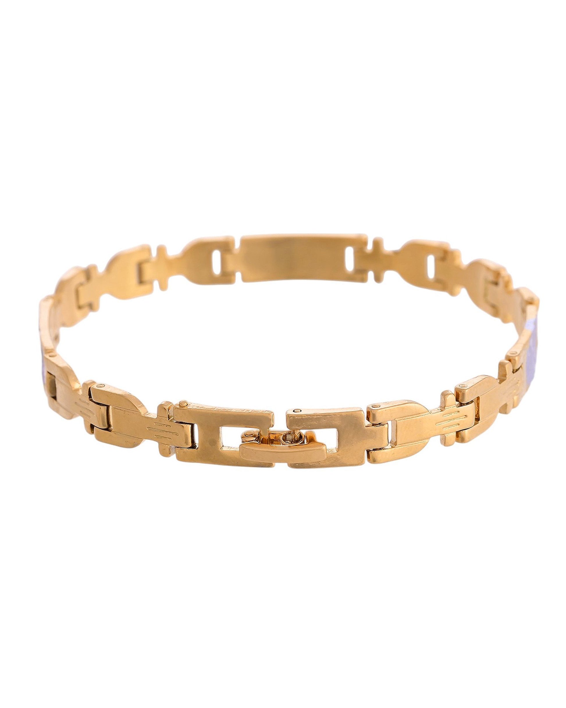 VOJ Men's Elegant Two-Tone Gold & Silver Link Bracelet - Distacart