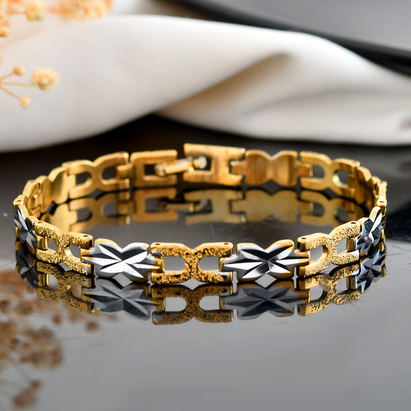 VOJ Men Gold Polished & Silver-Toned Exquisite Alloy Link Bracelet - Distacart