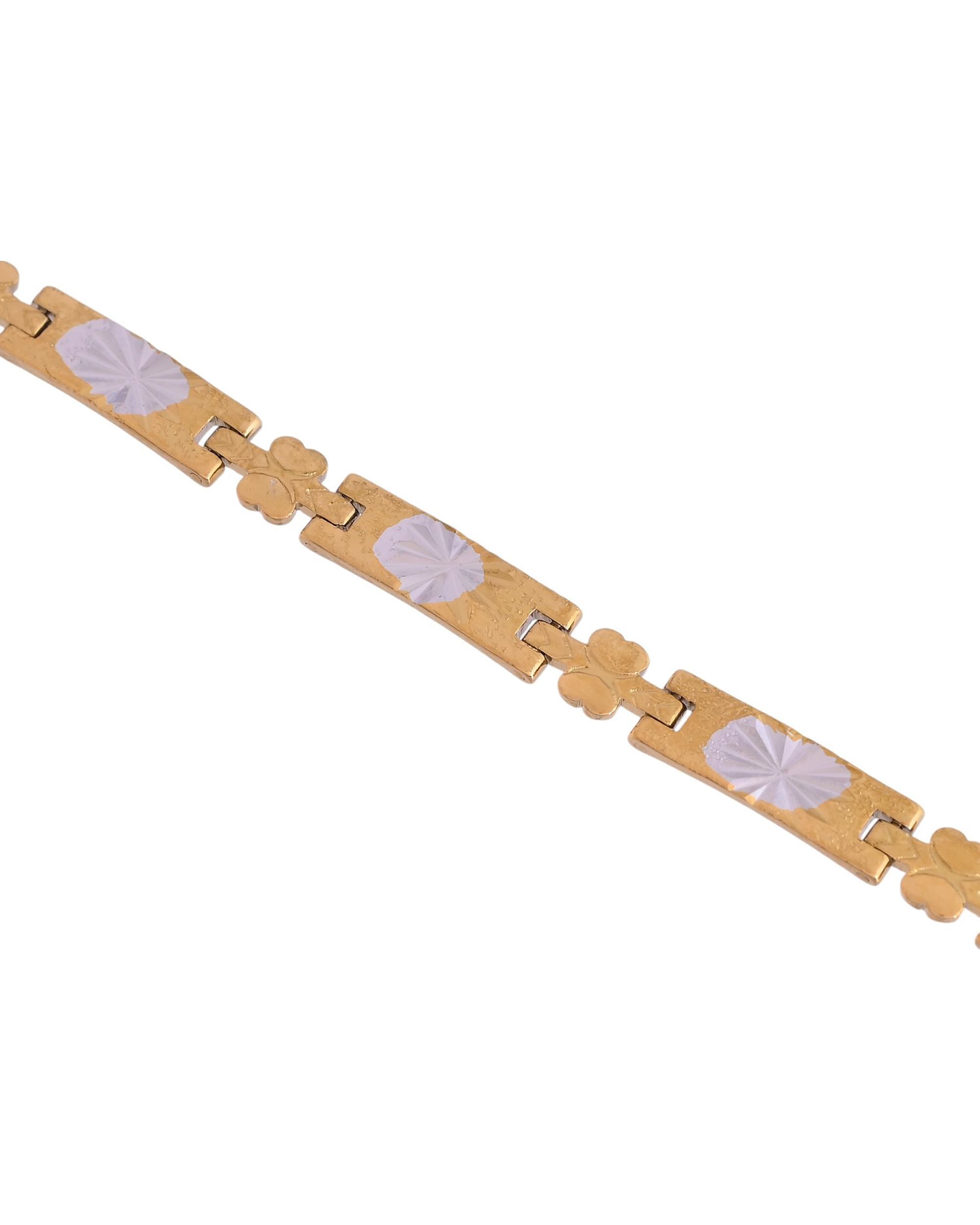 VOJ Men's Double Toned Stainless Steel Textural Linked Bracelet