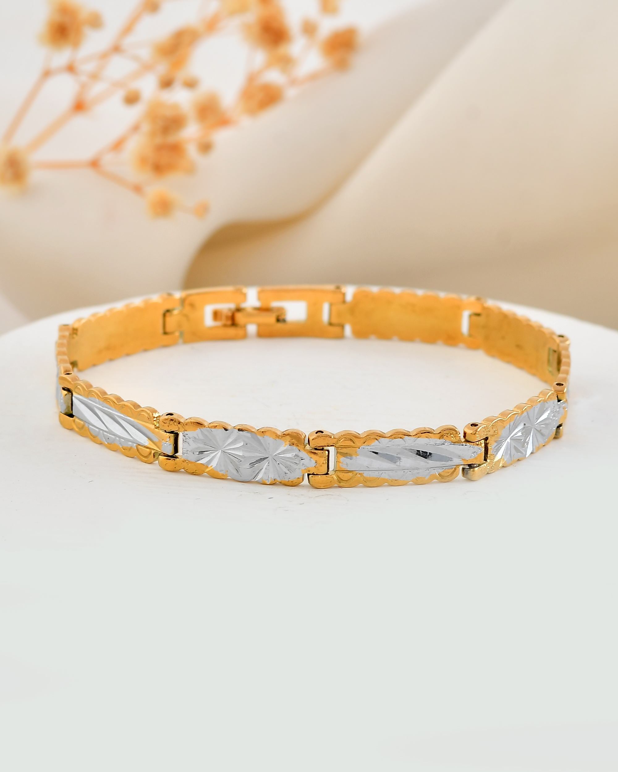 VOJ Men's Double Toned Textural Linked Bracelet