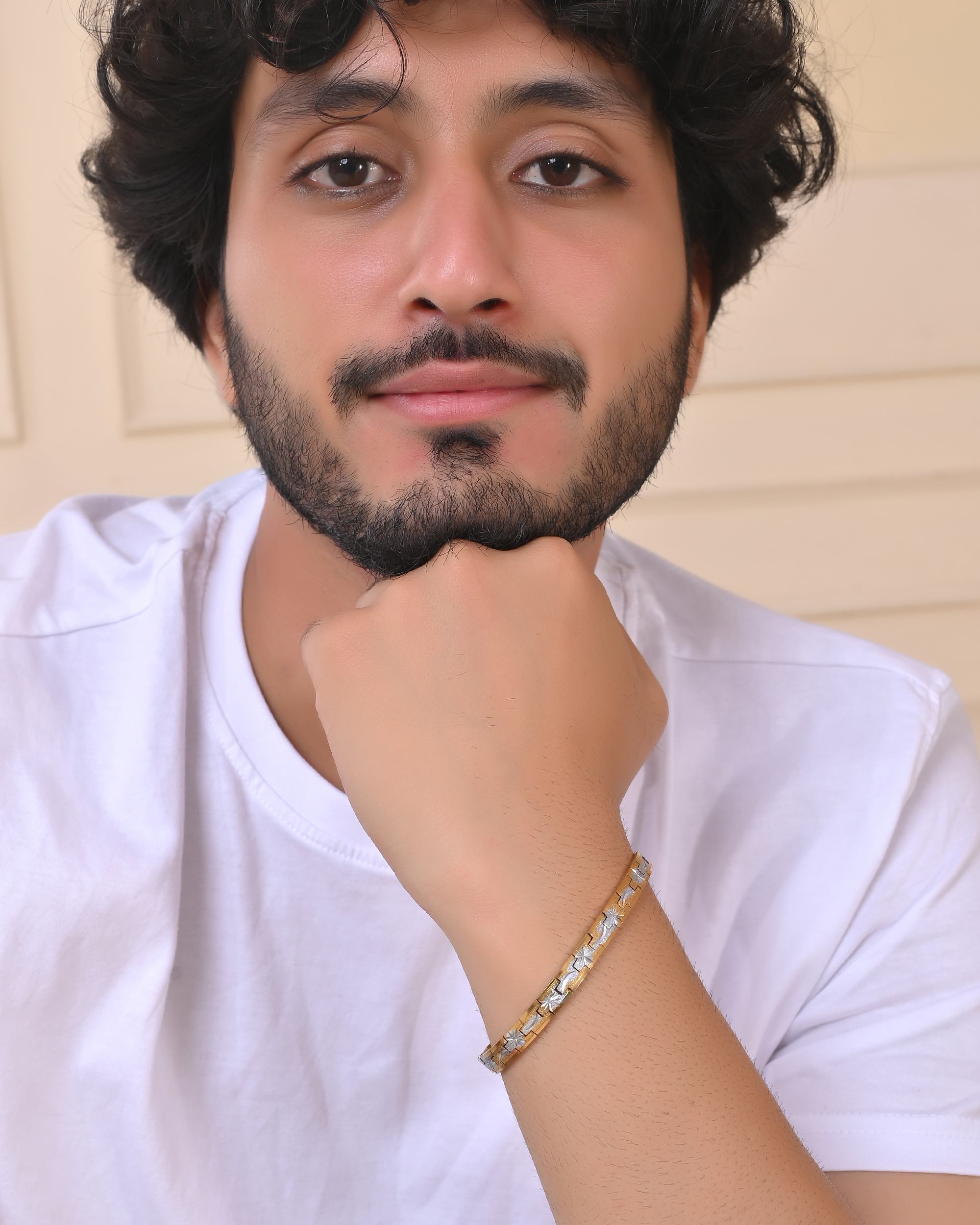 VOJ Men's Double Toned Textural Stainless Steel Bracelet