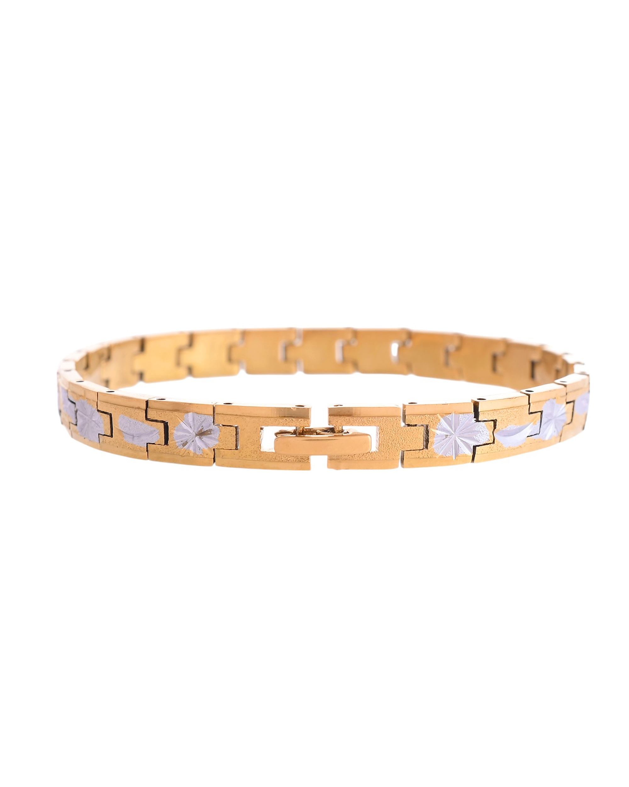 VOJ Men's Double Toned Textural Stainless Steel Bracelet