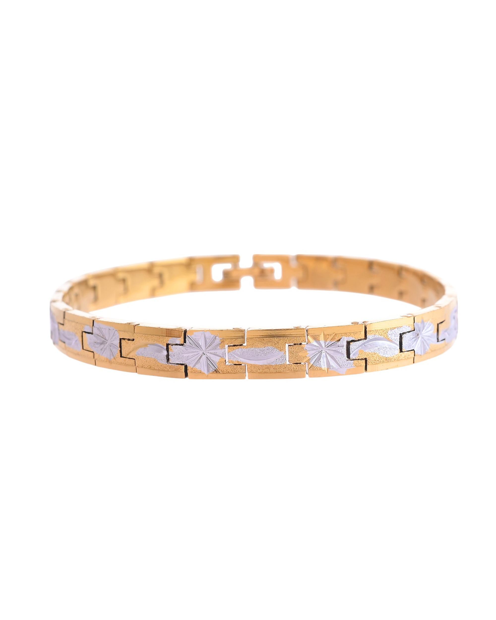 VOJ Men's Double Toned Textural Stainless Steel Bracelet