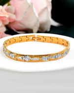 Thumbnail for VOJ Men's Double Toned Textural Stainless Steel Bracelet