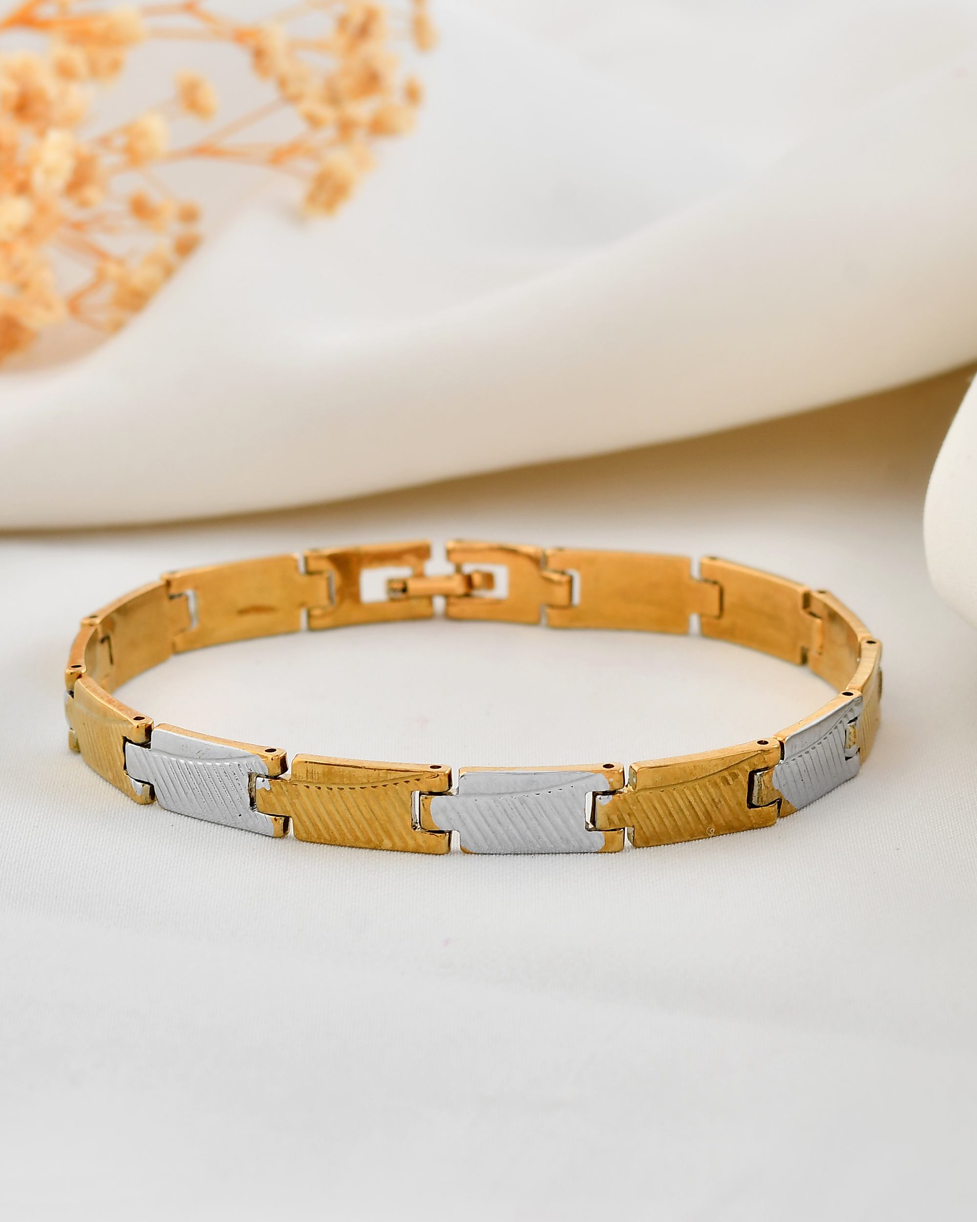 VOJ Dual Toned Alloy Bracelet For Men