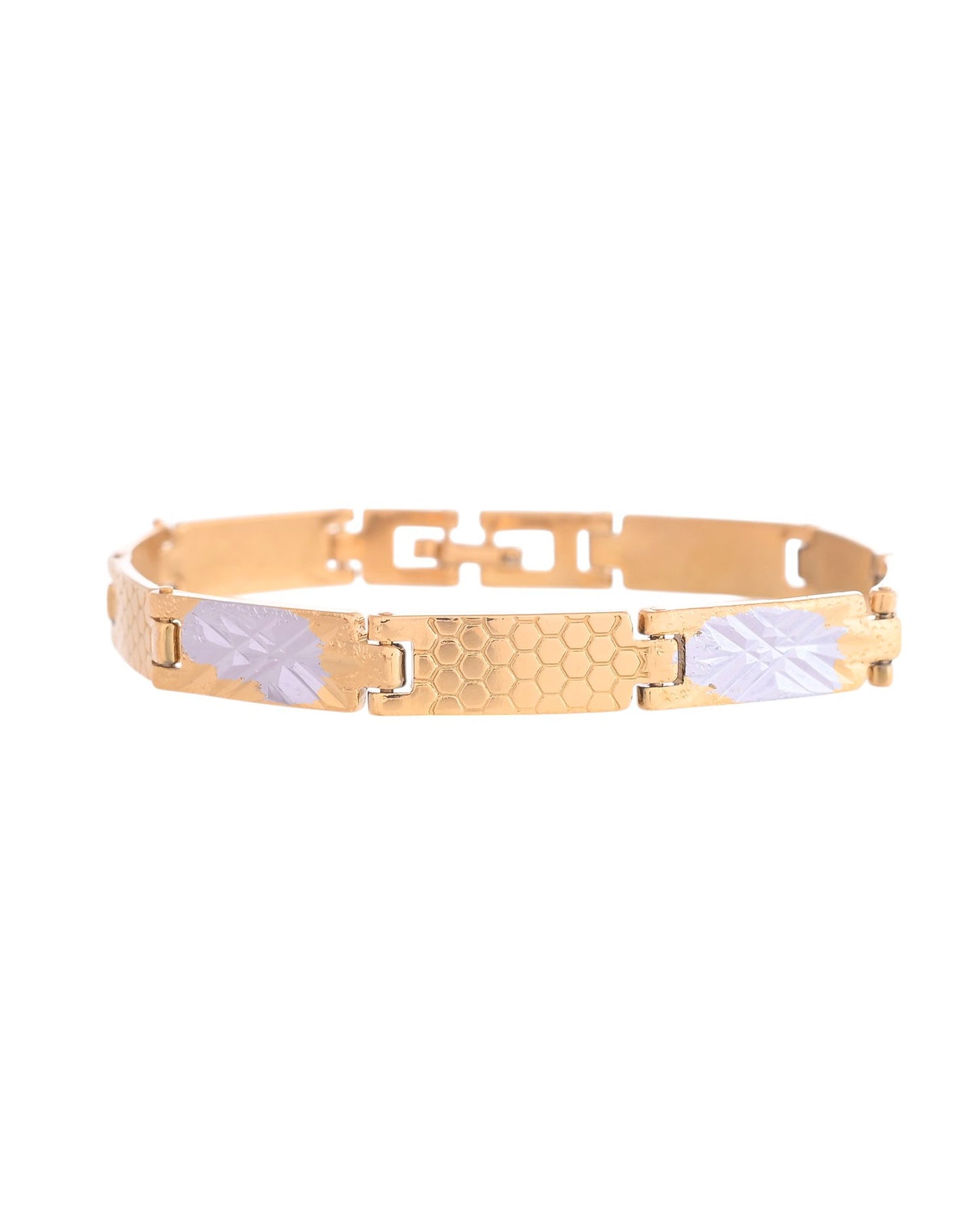 VOJ Dual Toned Alloy Textural Bracelet For Men - Distacart